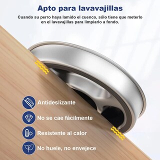 Foto 4 | Foto 4 | Plato Lab.g De Alimentación Lenta Comedero Perro Acero Inoxidable Plata