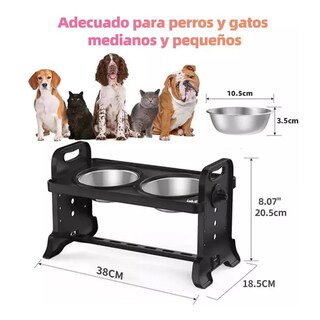 Foto 3 | Foto 3 | Comedero Plato Con Base Elevada Mascotas Lab.g, Negro Con Plata
