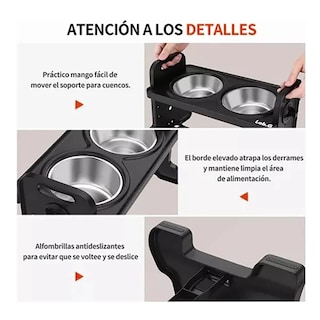 Foto 4 | Foto 4 | Comedero Plato Con Base Elevada Mascotas Lab.g, Negro Con Plata