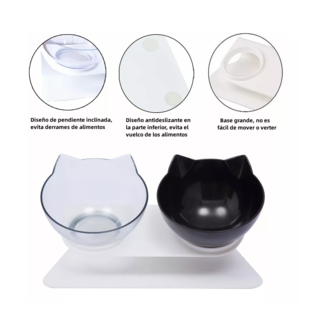 Foto 2 | Foto 2 | Comedero y Bebedero para Mascotas Belug Negro y Transparente 3 Piezas
