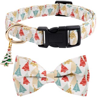 Foto 1 | Foto 1 | Collar Para Perro Faygarsle De Algodón Navideño Con Pajarita Beige Y Dorado - Venta Internacional.