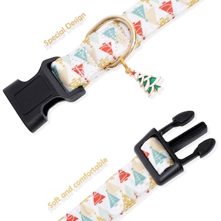 Foto 7 | Foto 7 | Collar Para Perro Faygarsle De Algodón Navideño Con Pajarita Beige Y Dorado - Venta Internacional.