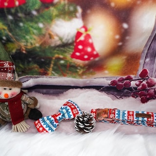 Foto 4 | Foto 4 | Collar Para Perro, Elegante, Pequeña Y Nieve Navideña, Con Lazo, Xs - Venta Internacional.