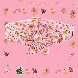 Foto 3 | Foto 3 | Collar Para Perro Elegante Coleta Con Diseño Navideño De Flores - Venta Internacional.