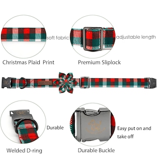 Foto 2 | Foto 2 | Collar Para Perro Elegante Coleta Con Diseño Navideño De Flores - Venta Internacional.