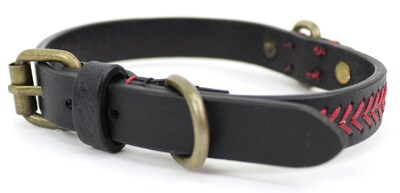 Foto 1 | Foto 1 | Collar Para Perro Rawlings De Cuero Con Puntadas De Béisbol, Tamaño Pequeño, Negro - Venta Internacional.