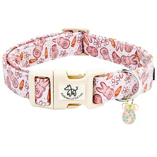 Foto 1 | Foto 1 | Collar Para Perro, Elegante Rabita, Estampado De Conejito De Pascua, Algodón Rosa - Venta Internacional.
