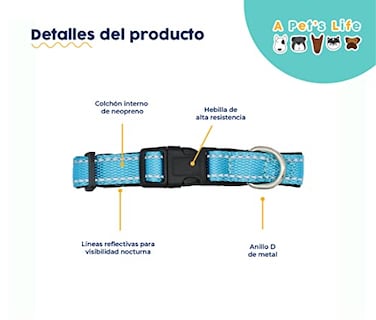 Foto 2 | Foto 2 | A Pets Life Collar Reflejante Con Interior De Neopreno Acolchonado Para Perro, Talla L. (turquesa)