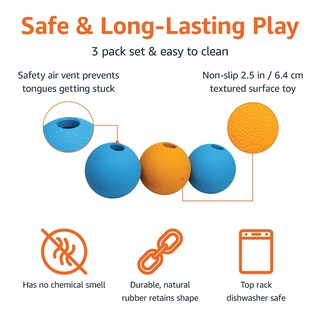 Foto 2 | Foto 2 | Pelotas De Goma Para Perros Amazon Basics, 6,4 Cm, Paquete De 3 - Venta Internacional.