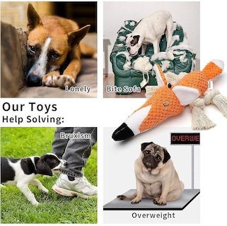Foto 3 | Foto 3 | Juguete De Peluche Para Perros, Juguetes Interactivos Para Perros Con Forma De Zorro De Peluche Para - Venta Internacional.