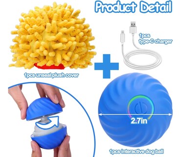 Foto 2 | Foto 2 | Juguete Belug Interactivo Pelota Que Rebota Azul Amarillo 3pz
