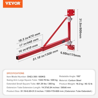 Foto 7 | Foto 7 | Grúa Giratoria Vevor De Montaje En Pared, 600 Kg, Carga Máxima Con Elevador Eléctrico - Venta Internacional.