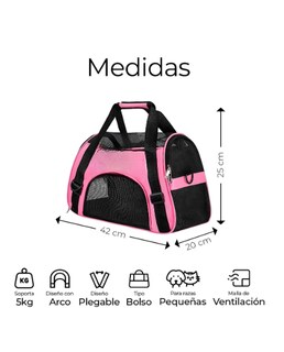 Foto 2 | Foto 2 | Mochila Transportadora Bolsa Mascota Perro Gato Viaje Chica Color Rosa
