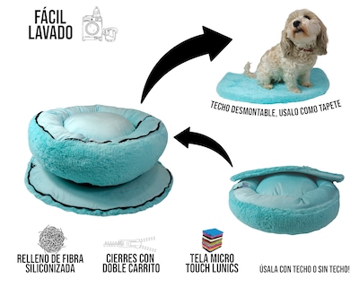 Foto 6 | Foto 6 | Cama para Perro Lunics Aqua Antiestrés con Techo Desmontable Mediana