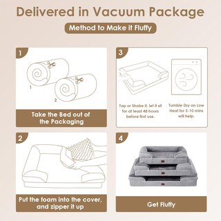 Foto 7 | Foto 7 | Cama Ortopédica Para Perros Eheyciga, Impermeable, Viscoelástica, Gris - Venta Internacional.
