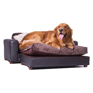 Foto 1 | Foto 1 | Sofa Cama Para Mascotas, De Lujo, Forrada En Cuero Sintetico Espresso, Incluye Cojin Minky Charcoal Xl, Varios Accesorios Gratis