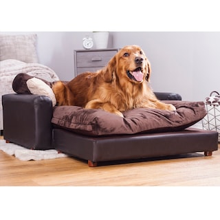 Foto 3 | Foto 3 | Sofa Cama Para Mascotas, De Lujo, Forrada En Cuero Sintetico Espresso, Incluye Cojin Minky Charcoal Xl, Varios Accesorios Gratis
