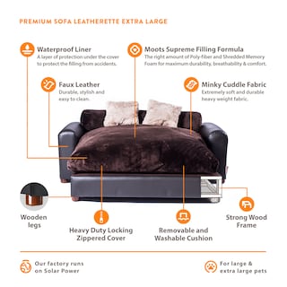 Foto 4 | Foto 4 | Sofa Cama Para Mascotas, De Lujo, Forrada En Cuero Sintetico Espresso, Incluye Cojin Minky Charcoal Xl, Varios Accesorios Gratis
