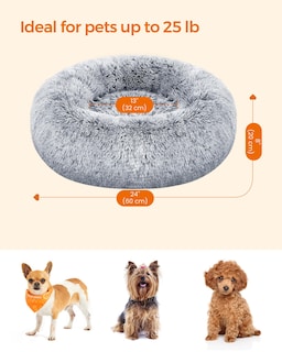 Foto 4 | Foto 4 | Cama Para Perros Feandrea Con Forma De Rosquilla, Superficie De Felpa Suave, Gris