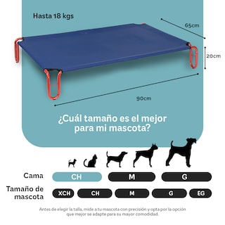 Foto 5 | Foto 5 | Cama Elevada Para Perro, Mascotas Esquimal Chica Azul - Rojo Con Malla Transpirable