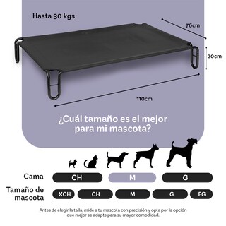 Foto 5 | Foto 5 | Cama Elevada Para Perro, Mascotas Esquimal Mediana Negro Con Malla Transpirable