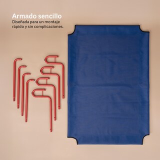 Foto 3 | Foto 3 | Cama Elevada Para Perro, Mascotas Esquimal Mediana Azul - Rojo Con Malla Transpirable