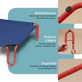Foto 4 | Foto 4 | Cama Elevada Para Perro, Mascotas Esquimal Mediana Azul - Rojo Con Malla Transpirable