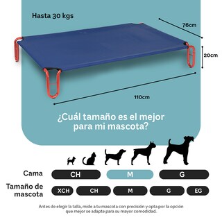 Foto 5 | Foto 5 | Cama Elevada Para Perro, Mascotas Esquimal Mediana Azul - Rojo Con Malla Transpirable