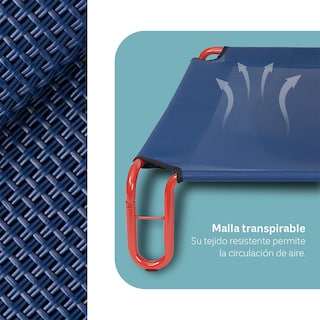Foto 6 | Foto 6 | Cama Elevada Para Perro, Mascotas Esquimal Mediana Azul - Rojo Con Malla Transpirable