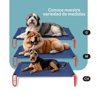 Foto 7 | Foto 7 | Cama Elevada Para Perro, Mascotas Esquimal Mediana Azul - Rojo Con Malla Transpirable