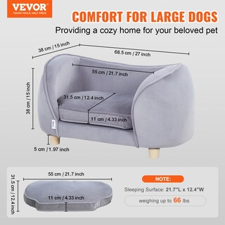 Foto 2 | Foto 2 | Cama Para Perros Vevor, Sofá Para Perros Y Gatos Pequeños, Color Gris - Venta Internacional.