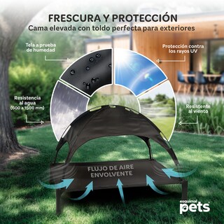 Foto 2 | Foto 2 | Cama Elevada Para Perro, Mascotas Esquimal Con Toldo Impermeable Y Malla Transpirable, 106 X 76 X 88 Cm, Negro