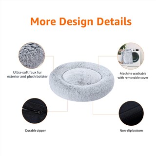 Foto 2 | Foto 2 | Cama Para Mascotas Amazon Basics Donut De Piel Sintética Para Perro, Color Gris, 58 X 58 Cm - Venta Internacional.