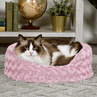 Foto 3 | Foto 3 | Cama Para Perro Furhaven, Ultrafluja, Ovalada, De Piel Sintética, Rosa, Pequeña - Venta Internacional.