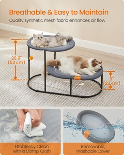 Foto 5 | Foto 5 | Cama Para Gatos Feandrea, Hamaca Elevada Y Transpirable De 2 Niveles, Gris - Venta Internacional.