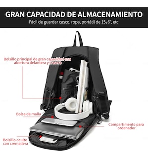Foto 4 | Foto 4 | Bolsa De Casco Lab.g De Mochila Para Motociclistas Negro