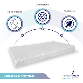 Foto 2 | Foto 2 | Colchón Memory Foam Cuna Antirreflujo 130 X 70 X 12 A 6 Cm