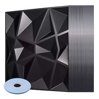 Foto 1 | Foto 1 | Panel Decorativo 3D PVC 50x50cm 12 pzas con Pegamento Eo Safe Imports Esi-10936 Negro