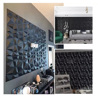 Foto 2 | Foto 2 | Panel Decorativo 3D PVC 50x50cm 12 pzas con Pegamento Eo Safe Imports Esi-10936 Negro