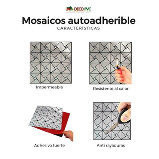 Foto 4 | Foto 4 | Mosaico Autoadherible Para Pared Tipo Pirámide Mixta/ 11pz (1m2)