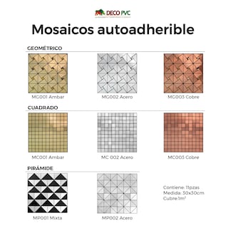 Foto 5 | Foto 5 | Mosaico Autoadherible Para Pared Tipo Pirámide Mixta/ 11pz (1m2)