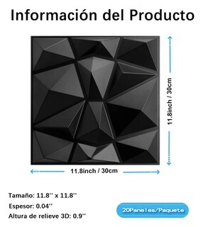 Foto 4 | Foto 4 | Paneles Decorativos 3d Para Pared Pvc 20 Piezas Color Negro