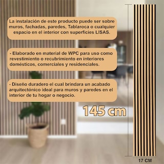 Foto 2 | Foto 2 | Lambrín Panel Decorativo Madera Wpc Roble Natural 145 x 17 cm 12 Piezas