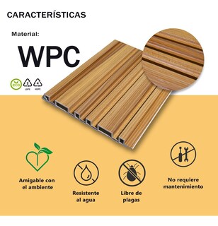Foto 2 | Foto 2 | 6 Piezas Lambrín Decorativo Wpc Tipo Madera Café Maple Interior Y Exterior Panel Acanalado 3d 96x15.9cm