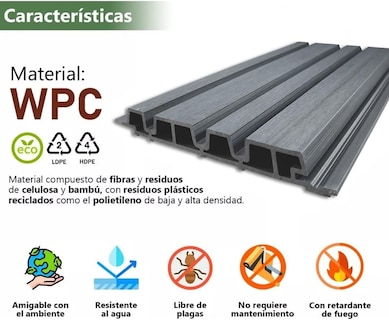 Foto 3 | Foto 3 | Lambrin Decorativo Panel Wpc 3d Acanalado Pared Interior 9 Piezas