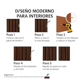 Foto 3 | Foto 3 | Lambrin Decorativo Acanalado Mixto Wpc 3d Tipo Madera Interior