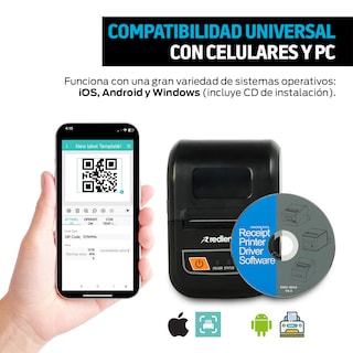Foto 4 | Foto 4 | Impresora Portátil Mini Inalámbrica Bluetooth Papel Térmico 58mm, Redlemon, Color Negro