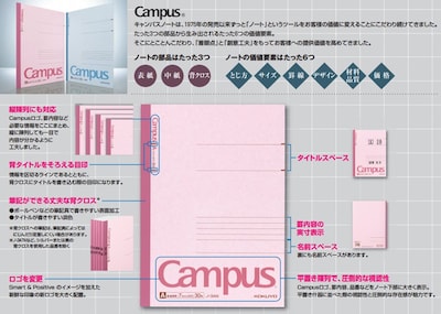 Foto 3 | Foto 3 | Cuaderno Kokuyo Campus A7 40 Hojas Semib5 30 Líneas Color Rosa - Venta Internacional.