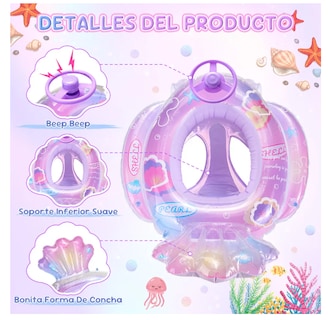 Foto 3 | Foto 3 | Flotador Salvavidas Inflable Niño Anillo De Natación 1-5años Color Rosa-concha