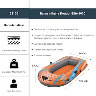 Foto 2 | Foto 2 | Bote Inflable Lancha Bestway Kondor Elite 1000 Para 1 Persona